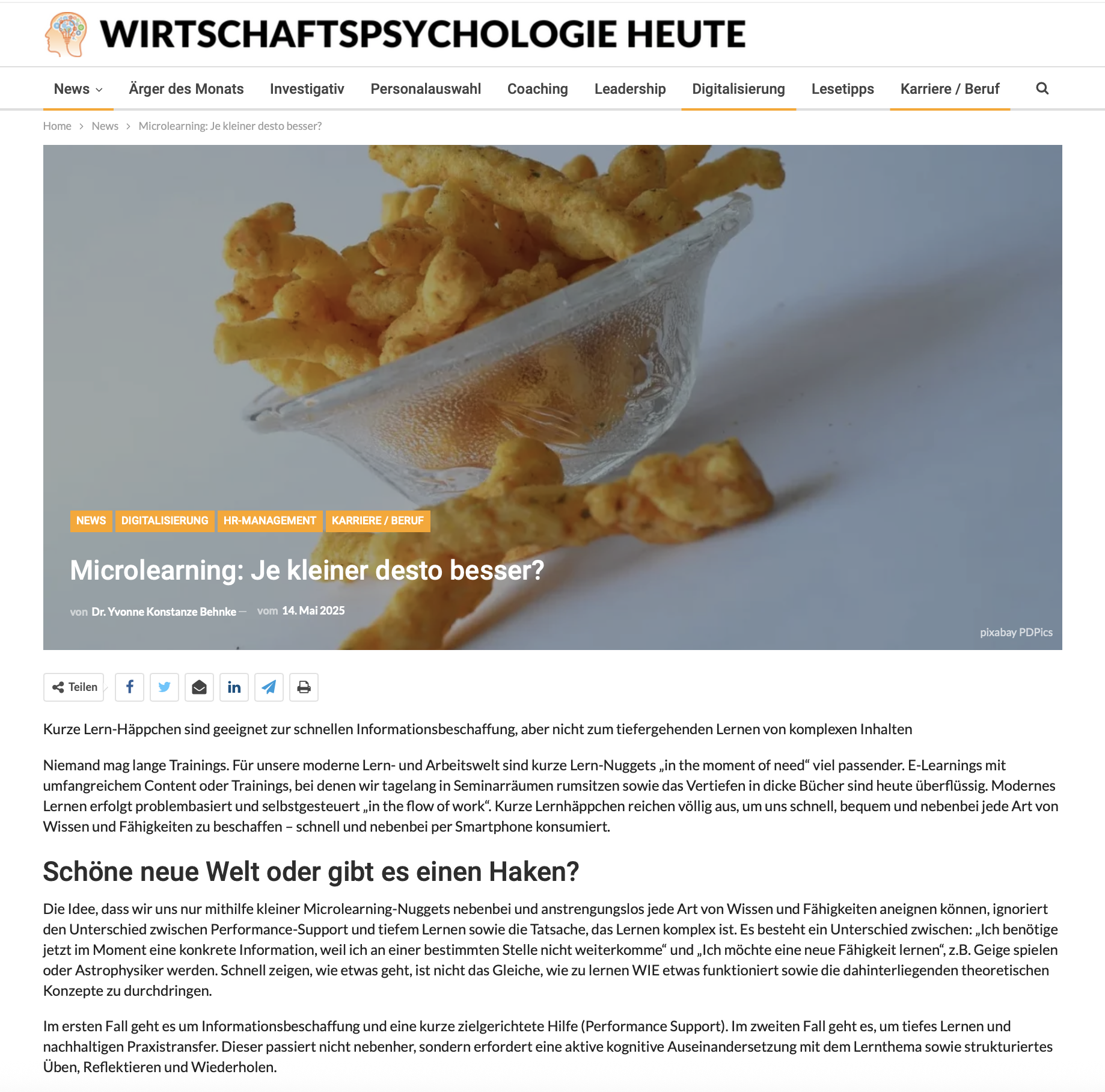 Wirtschaftspsychologie heute: Microlearning: Je kleiner desto besser?
